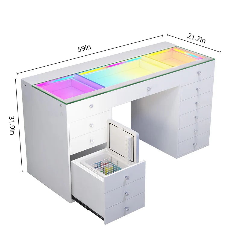 Vanity Desk with Fridge