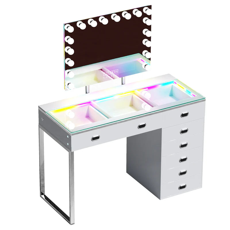 VANITII Chelsea Vanity Set with Hollywood Music Mirror