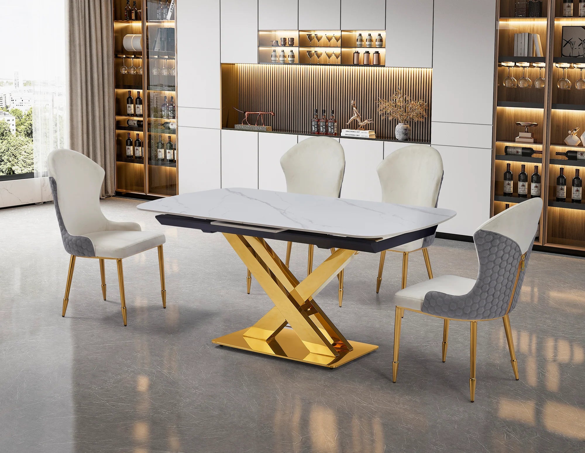 Gold Stainless Steel Base Extension Table