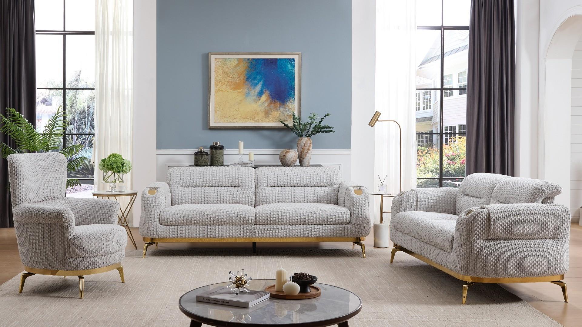 Zoe Living Room Set in Gray