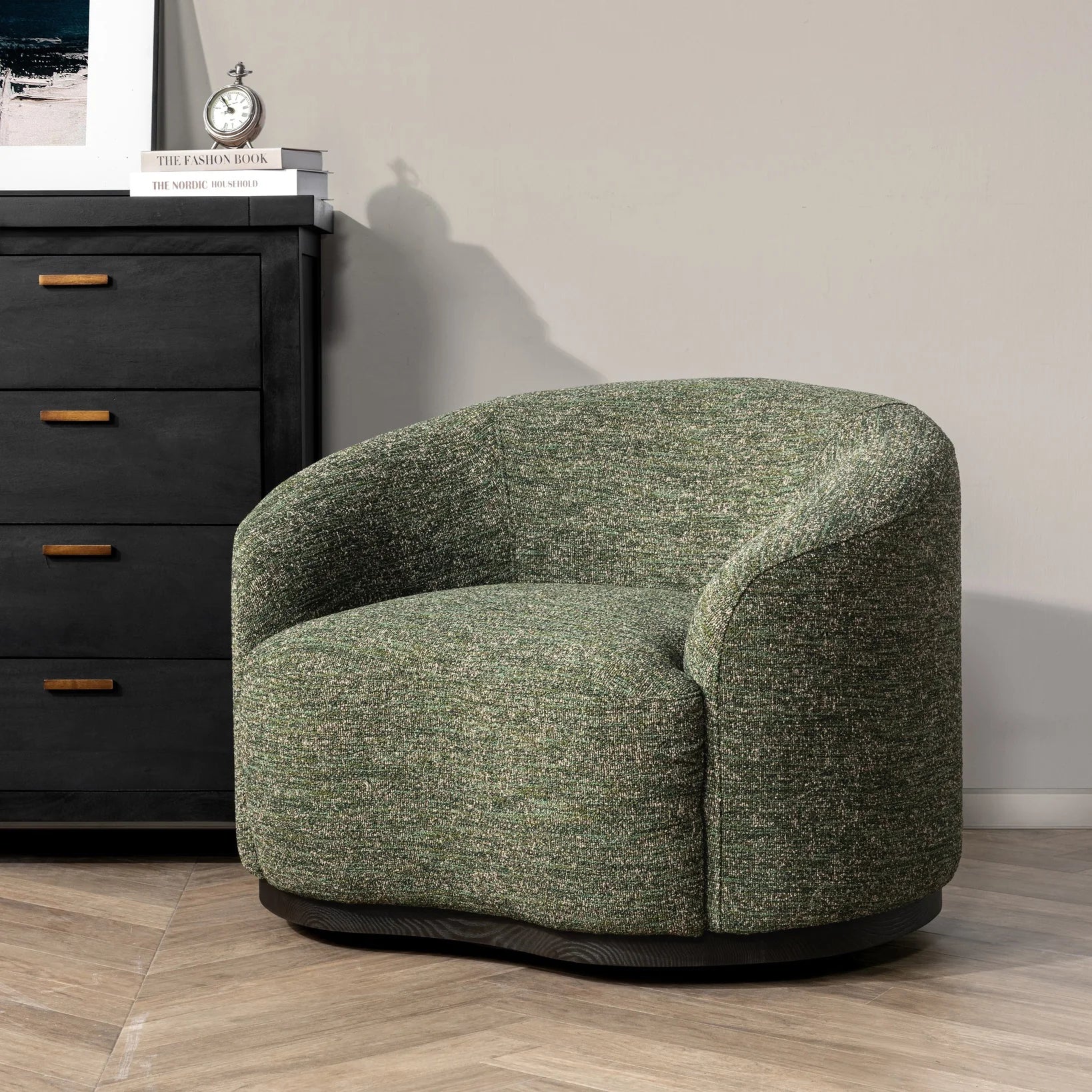 Beverly Upholstered Swivel Chair - Antique Green