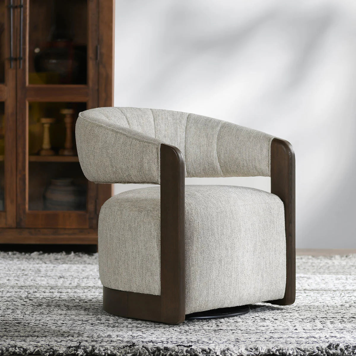 James Upholstered Swivel Chair - Glacier Gray