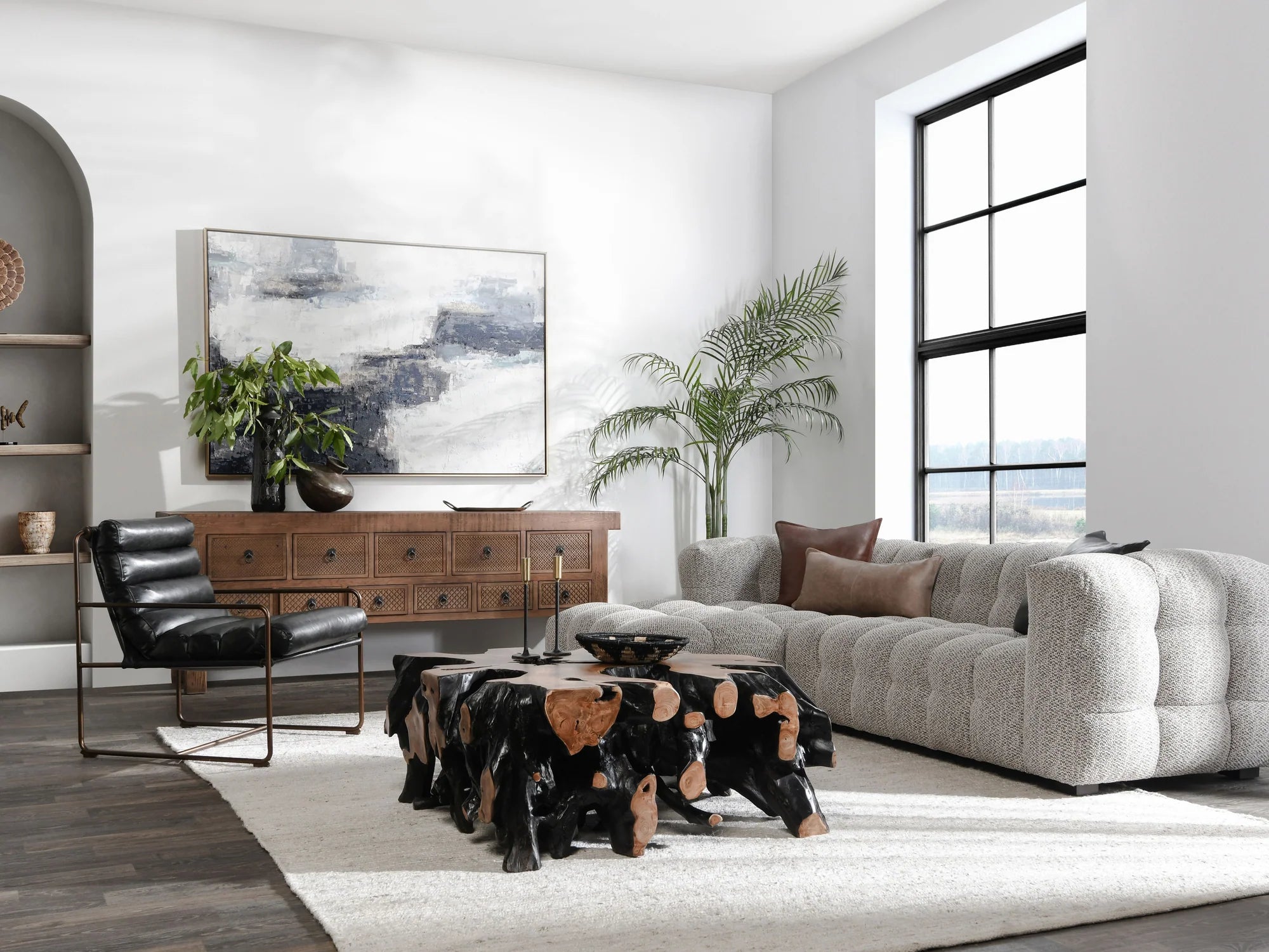Walter Upholstered Sectional w/LAF Chaise - Heathered Gray