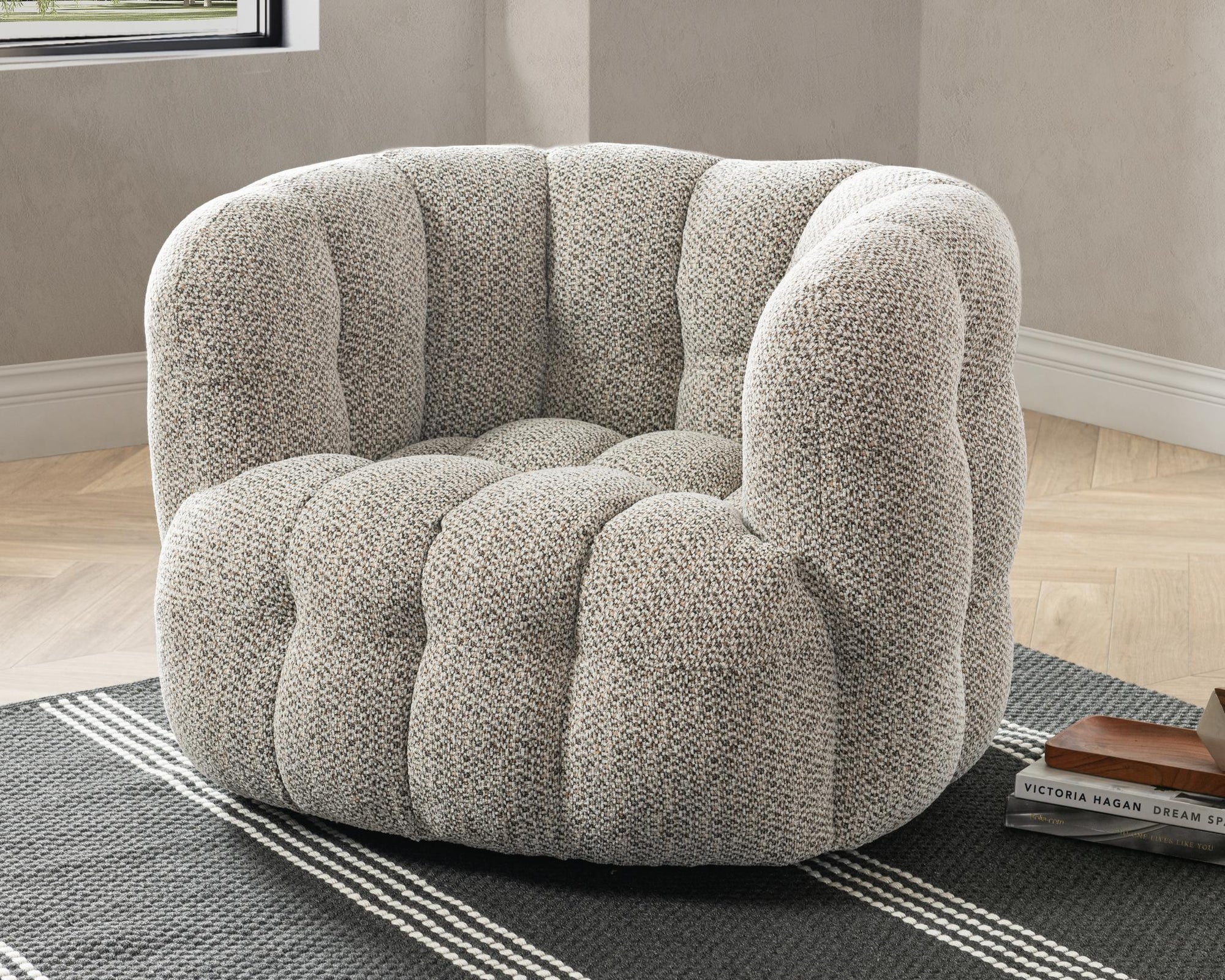 Walter Upholstered Swivel Chair - Heathered Gray