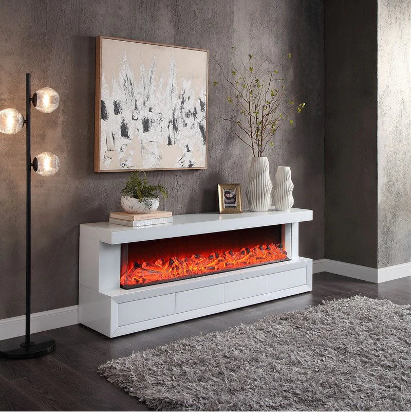 TV Stand LED Mirrored Fireplace