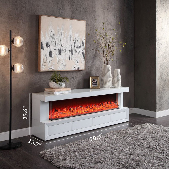 TV Stand LED Mirrored Fireplace
