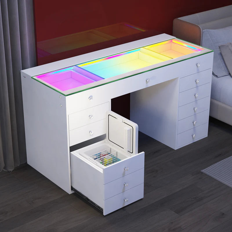 Vanity Desk with Fridge