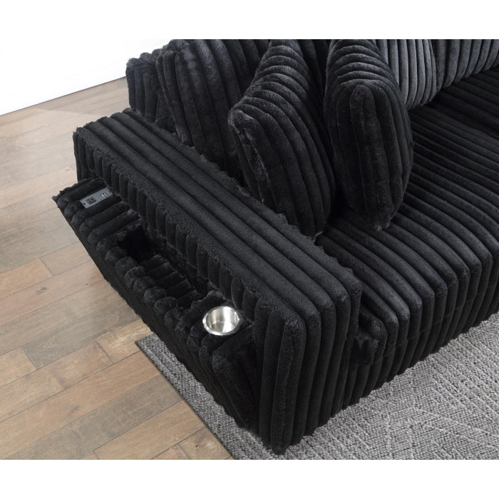 Corduroy Double Power Slider Loveseat Convertible Chaise w/ USB