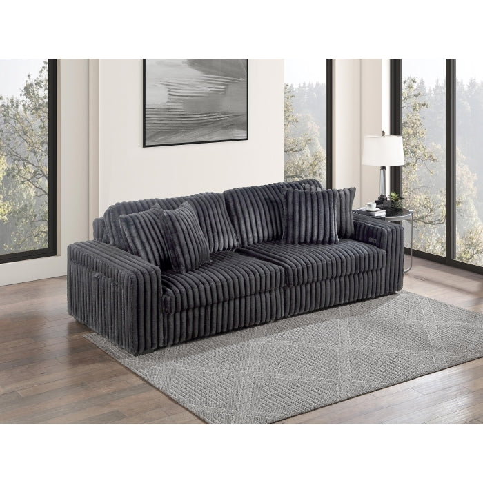 Corduroy Double Power Slider Loveseat Convertible Chaise w/ USB