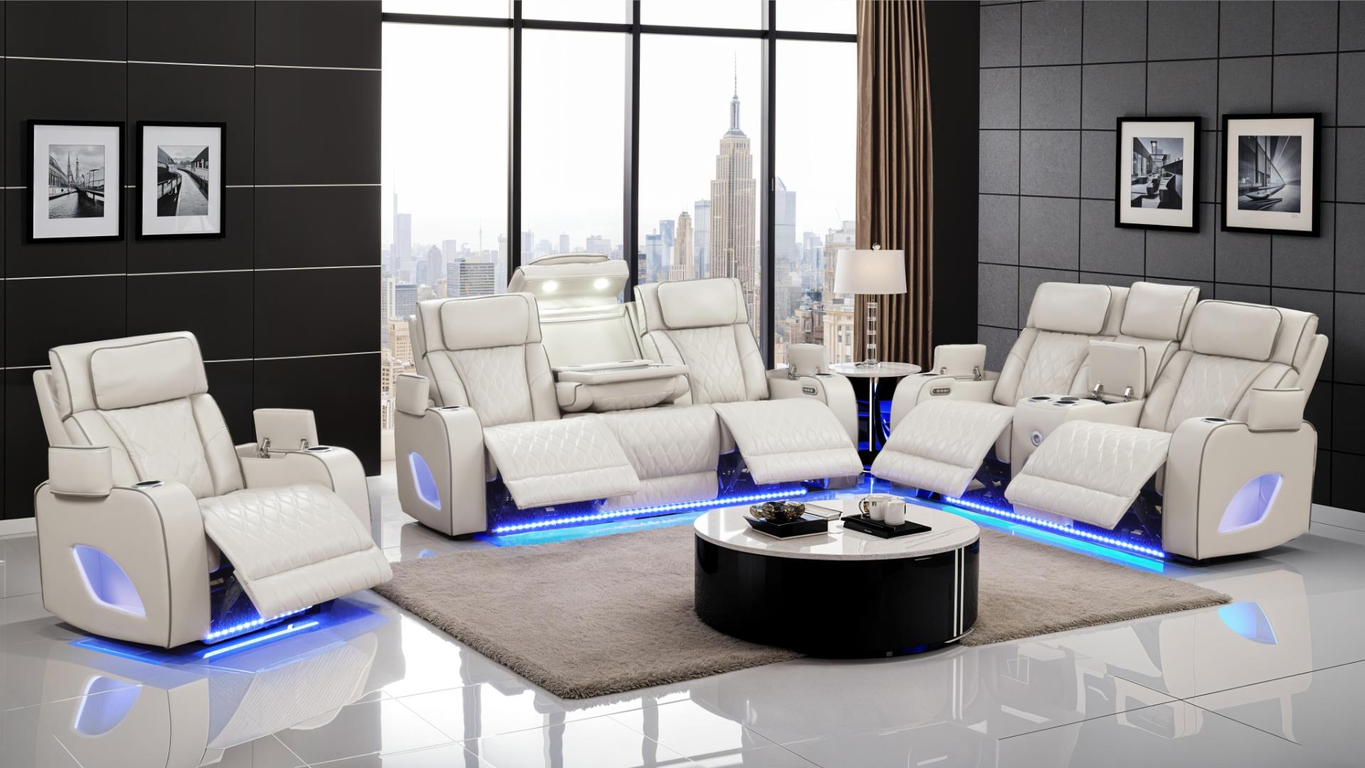 Fortuner Living Room Set in Ice