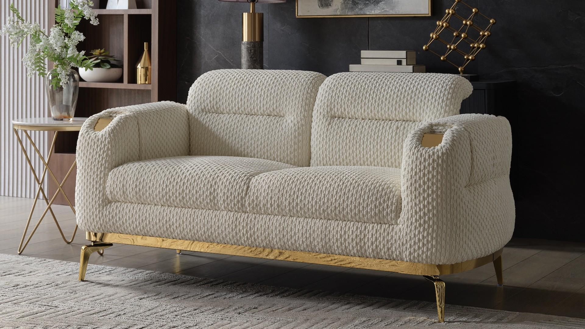 Zoe Living Room Set in Cream - 2 pc