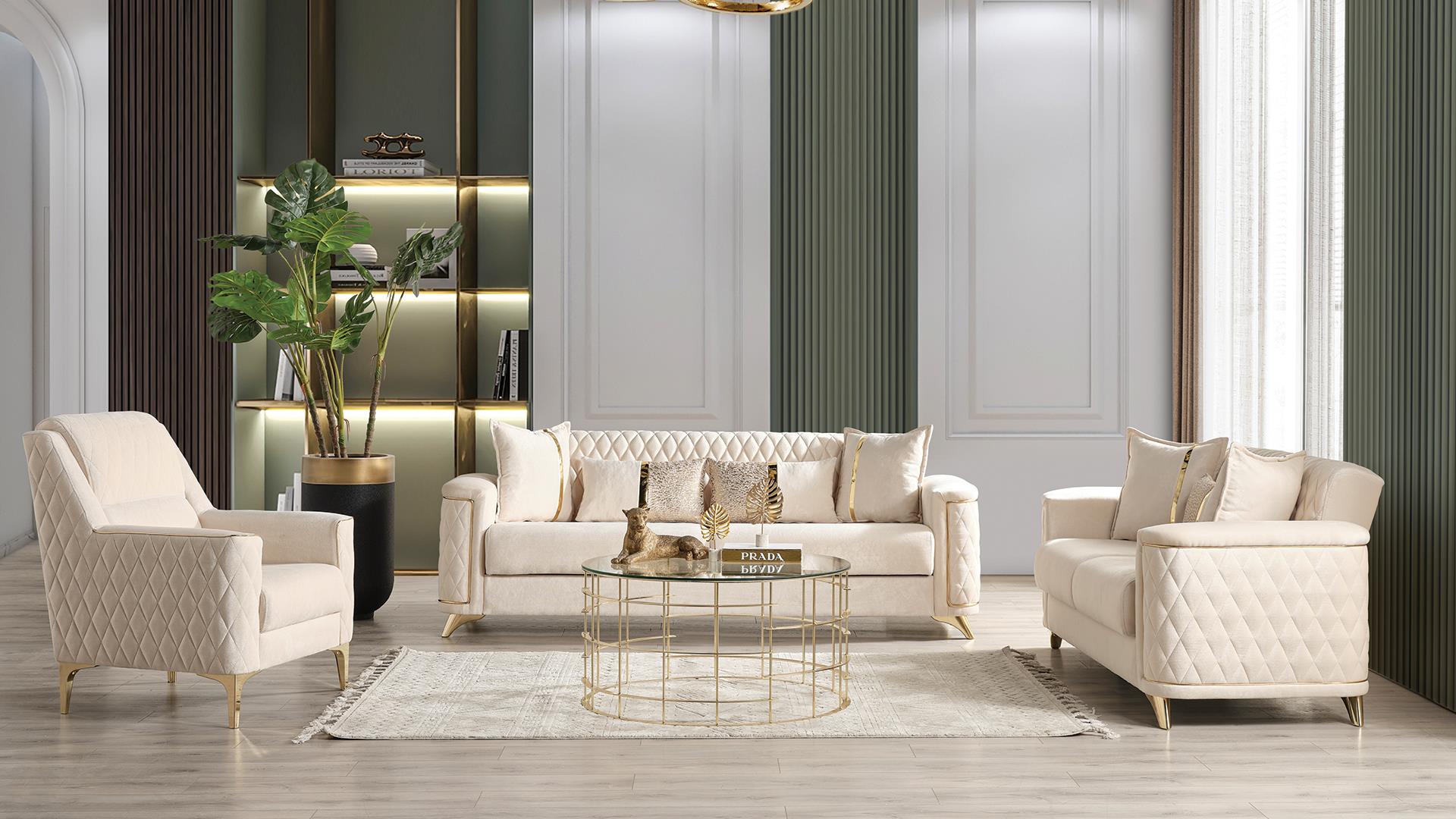 Luna Livingroom Set Ivory