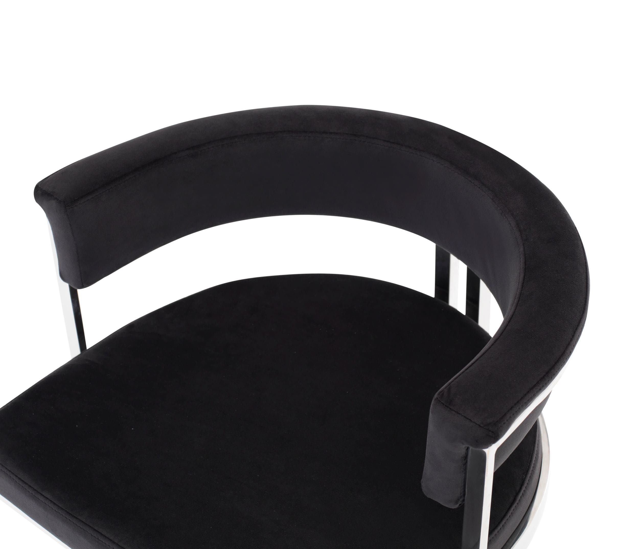Modrest Munith - Modern Black Velvet & Stainless Steel Bar Chair