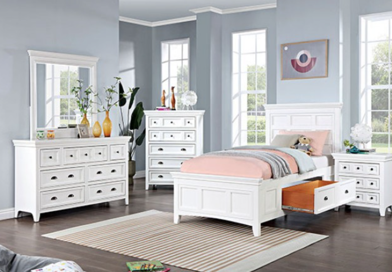 Castile -4 Pc Twin Bedroom Set - White