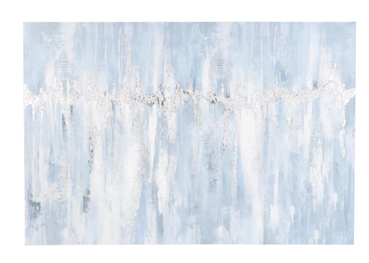 Light Blue Wood Abstract Decorative Wall Art with Silver Details