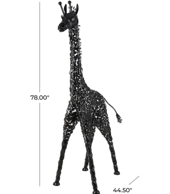 Black Metal Giraffe Indoor Outdoor Tall Decorative Garden Sculpture