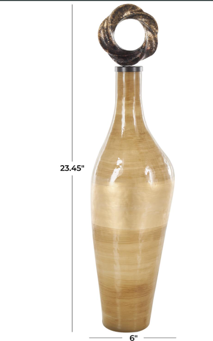 Light Brown Glass Brushed Ombre Living Room Decorative Jars with Speckled Gold and Bronze Ring Top