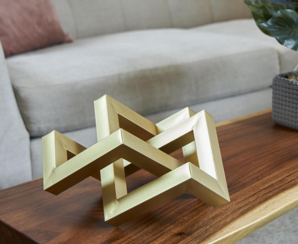 Gold Metal Geometric Abstract Shaped Decorative Sculpture
