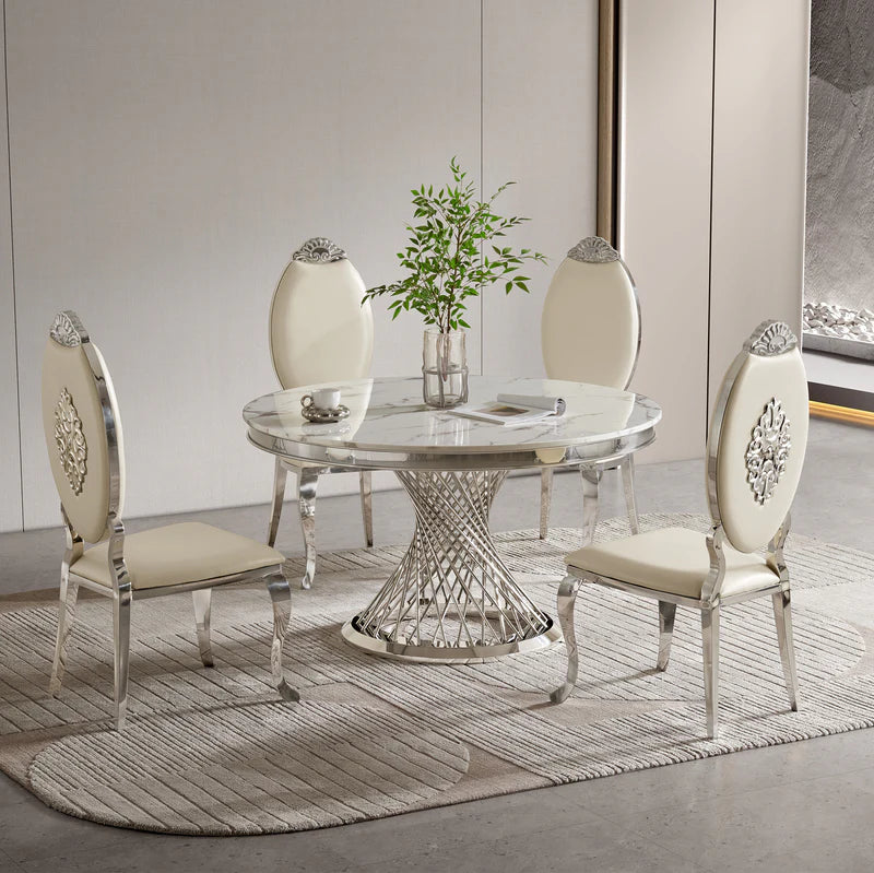 Durable Dining Table with Marble Top