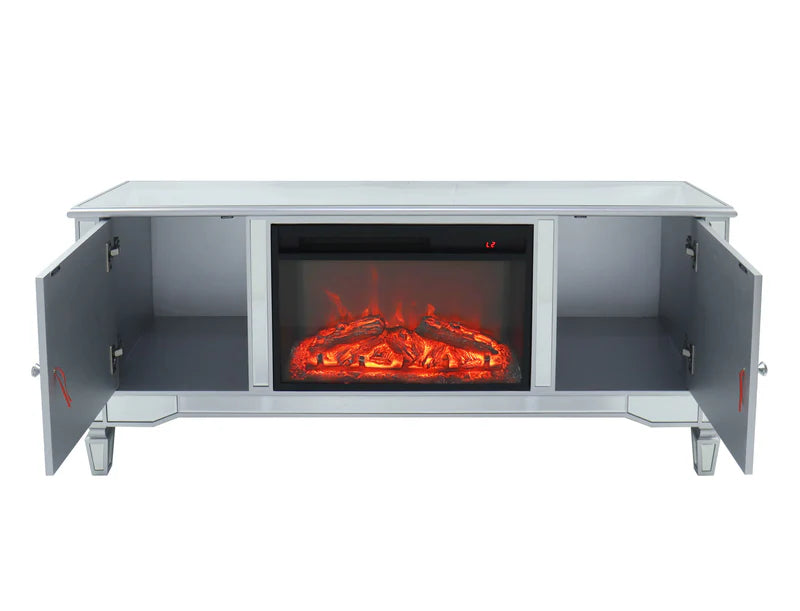 Mirrored Fireplace TV Stand for 65 Inch TV