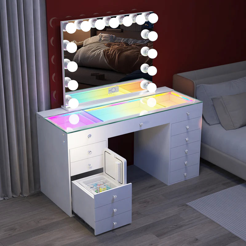 Vanity Desk with Fridge