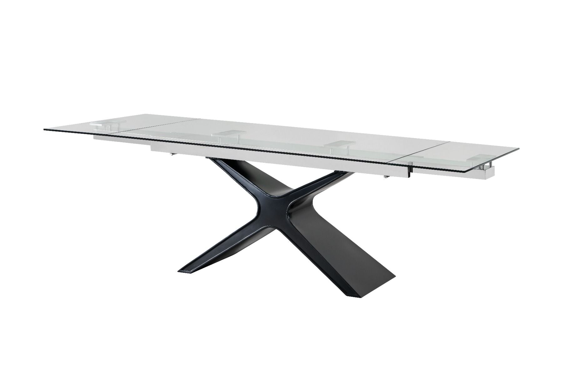 Modrest Adler - Modern Black Glass Extendable 63"/94.5" Dining Table 7 pc dining set