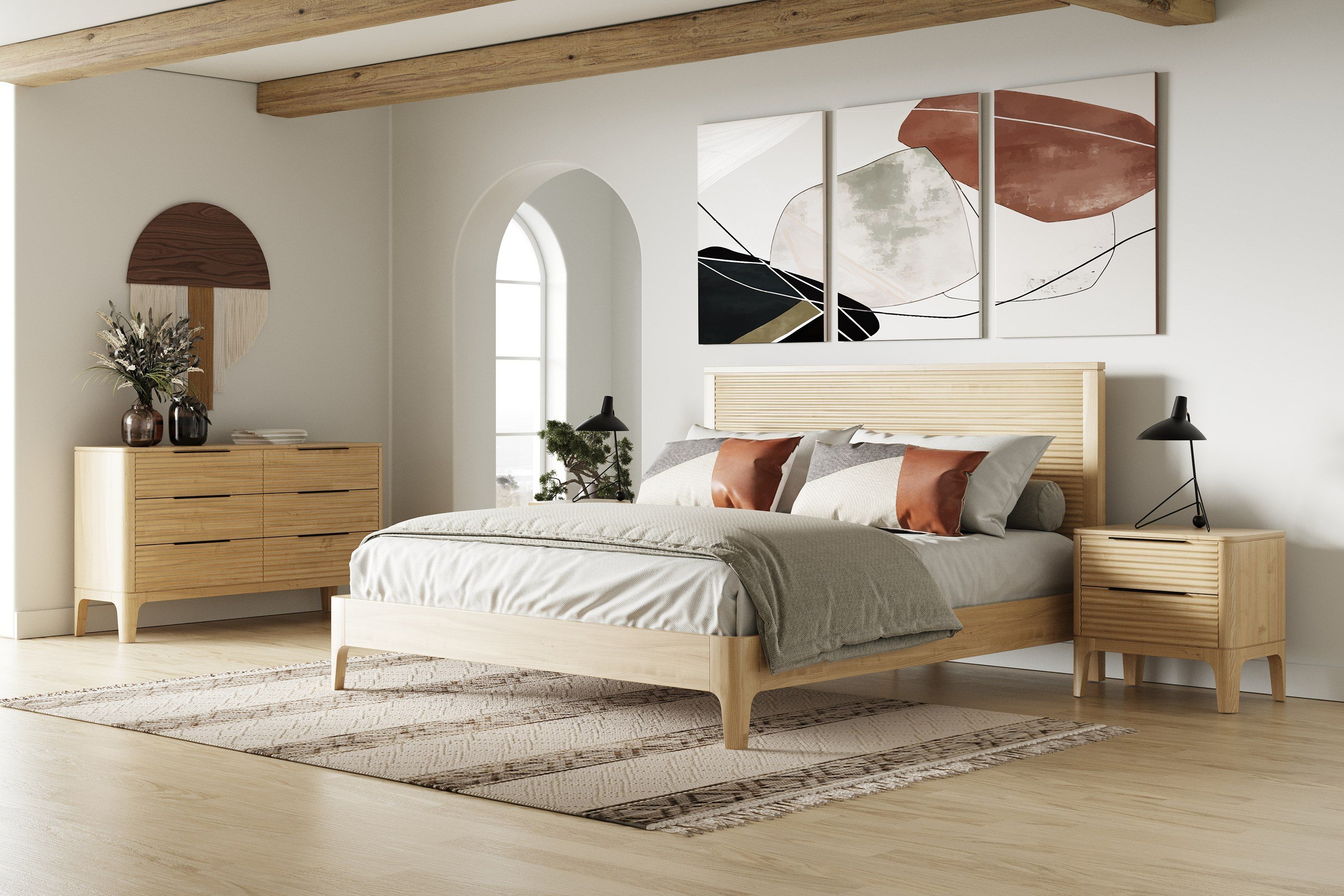 Modrest Seattle - Modern Natural Oak Bedroom Set