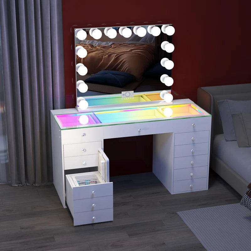 Vanity Desk with Fridge