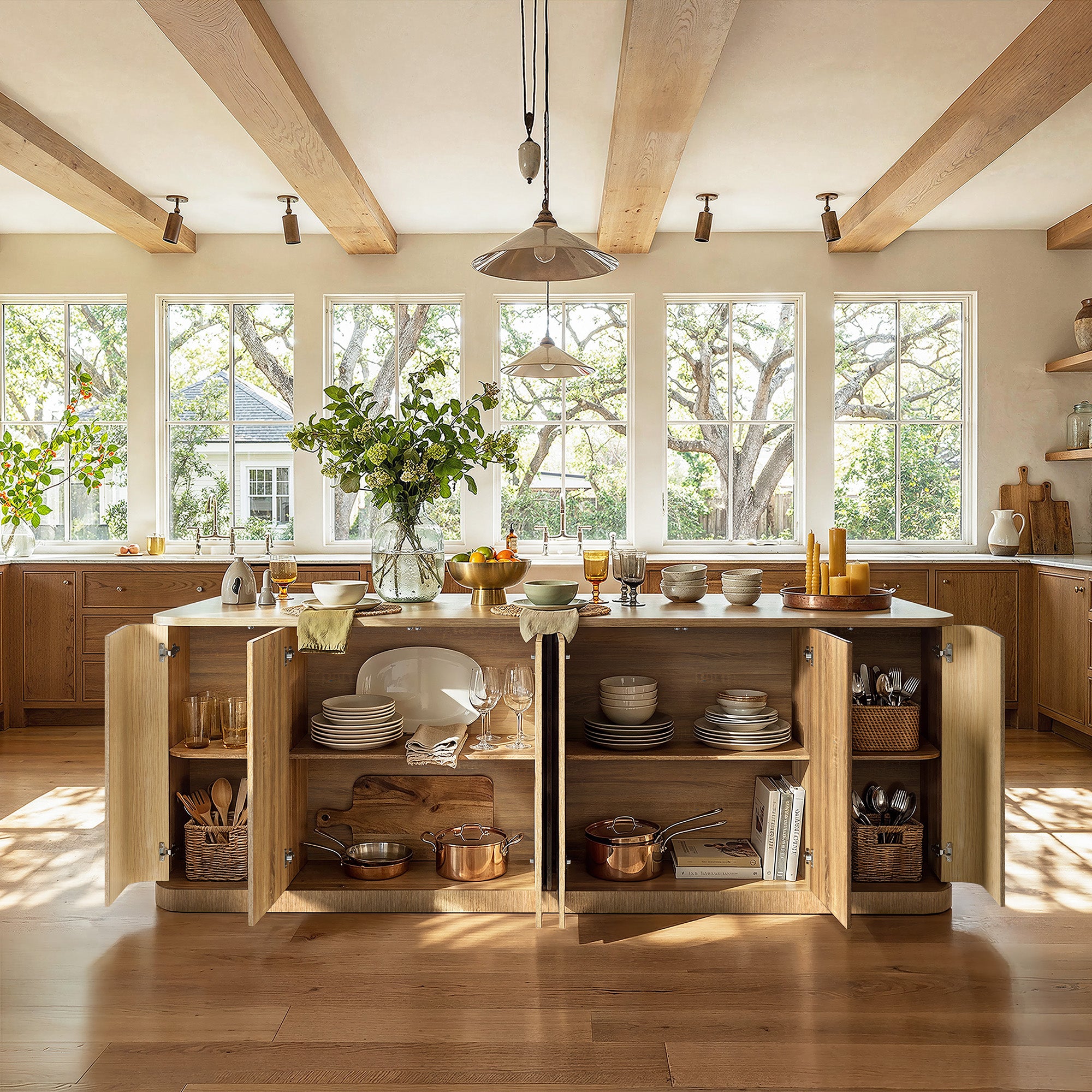 110″ Contour Form Kitchen Island (No Chairs)