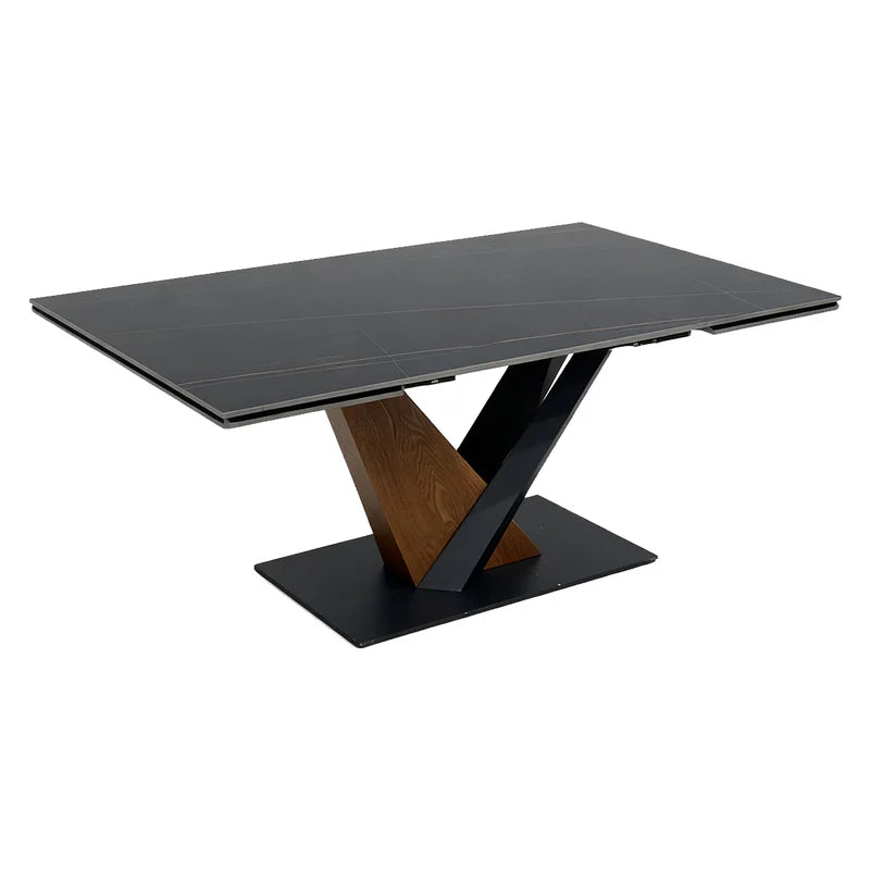 Rock plate functional dining table（Lauren Black Gold）- TABLE ONLY