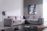 Divani Casa Jean - Modern Grey Velvet Sectional Sofa