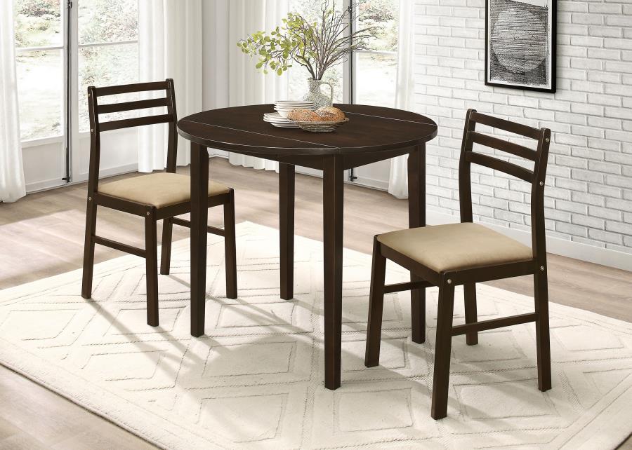 Bucknell 3-piece Round Drop Leaf Dining Table Set