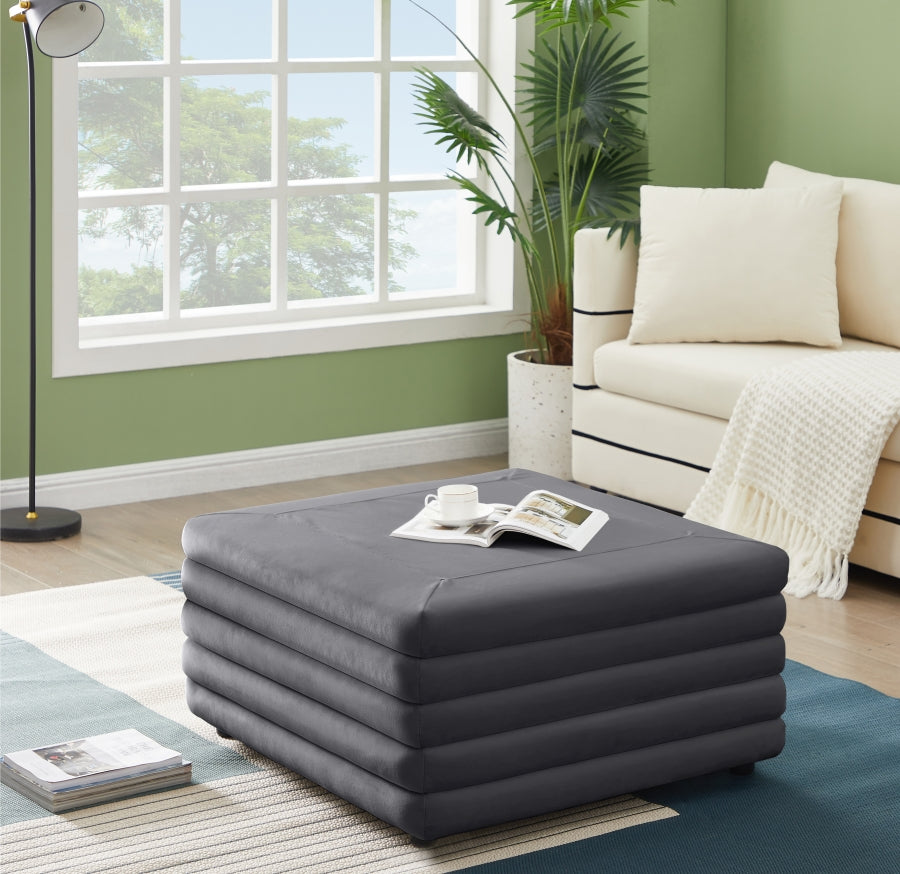 Lorenzo Velvet Ottoman | Coffee