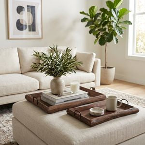 HATCHERMILL SET OF 2 BROWN TRAY 3 (IN)
