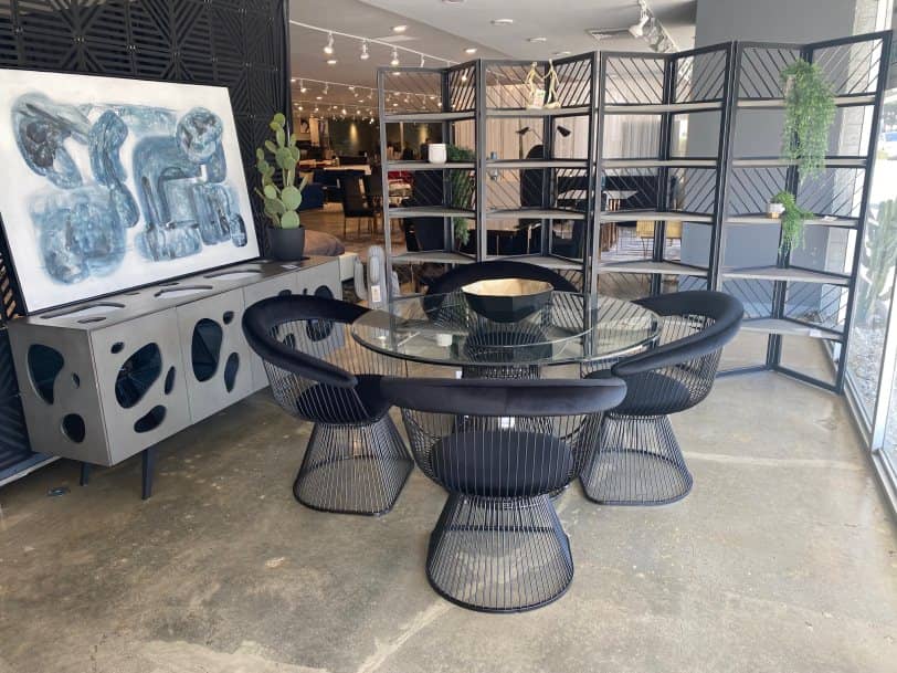 Modrest Chandler - Modern Round Glass & Black Stainless Steel Dining Table