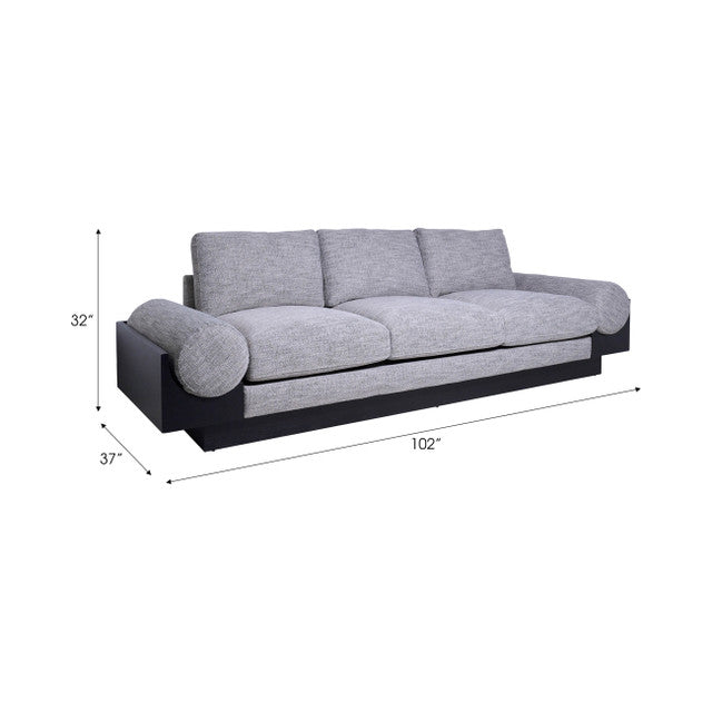 3- Seater Bolster Sofa - Black Wood Base - Tan/blk