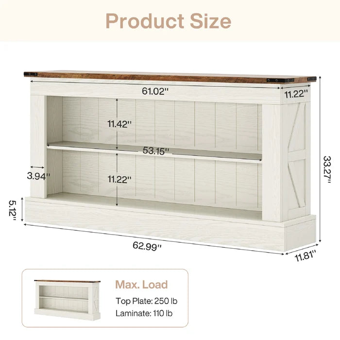 Modern Long Console Table with Open Storage Shelves