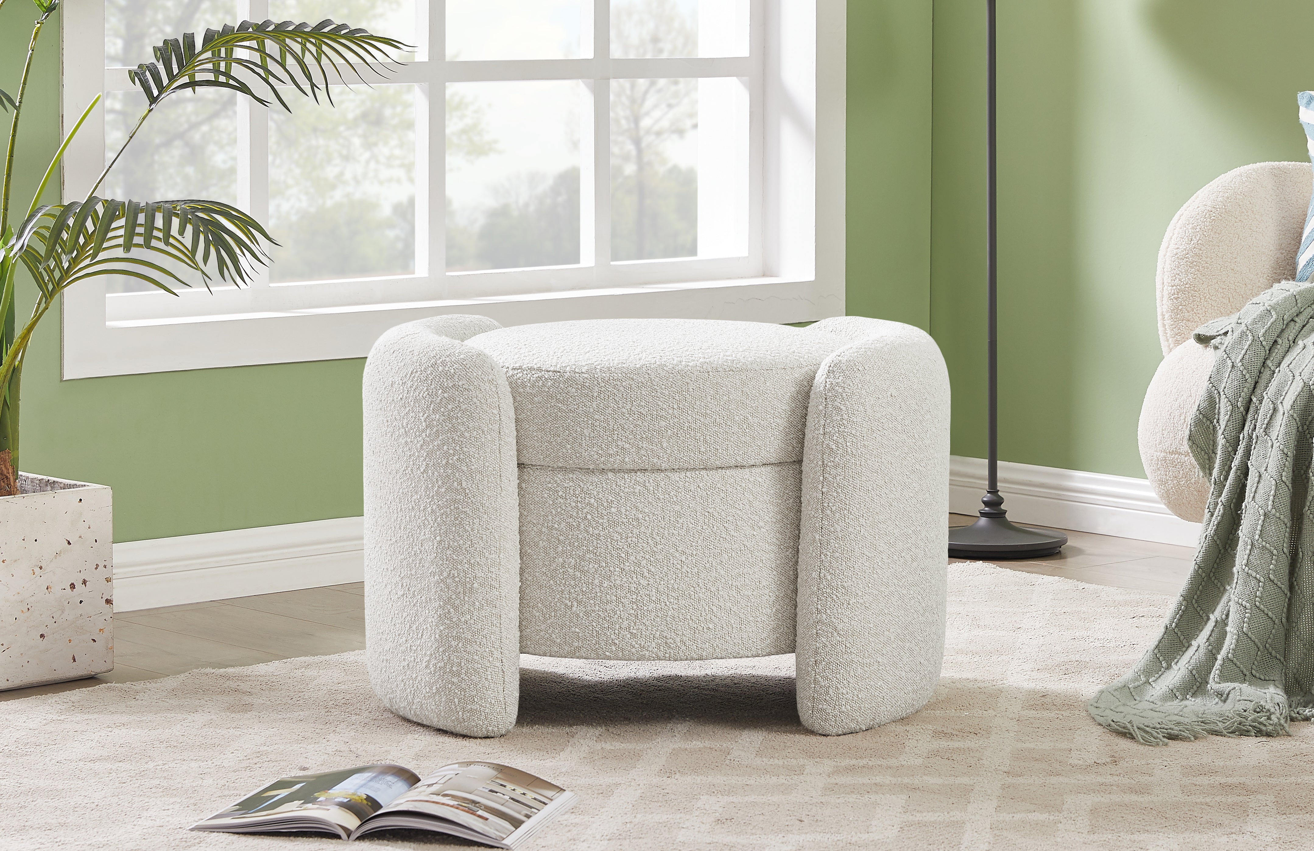 Horizon Boucle Fabric Ottoman