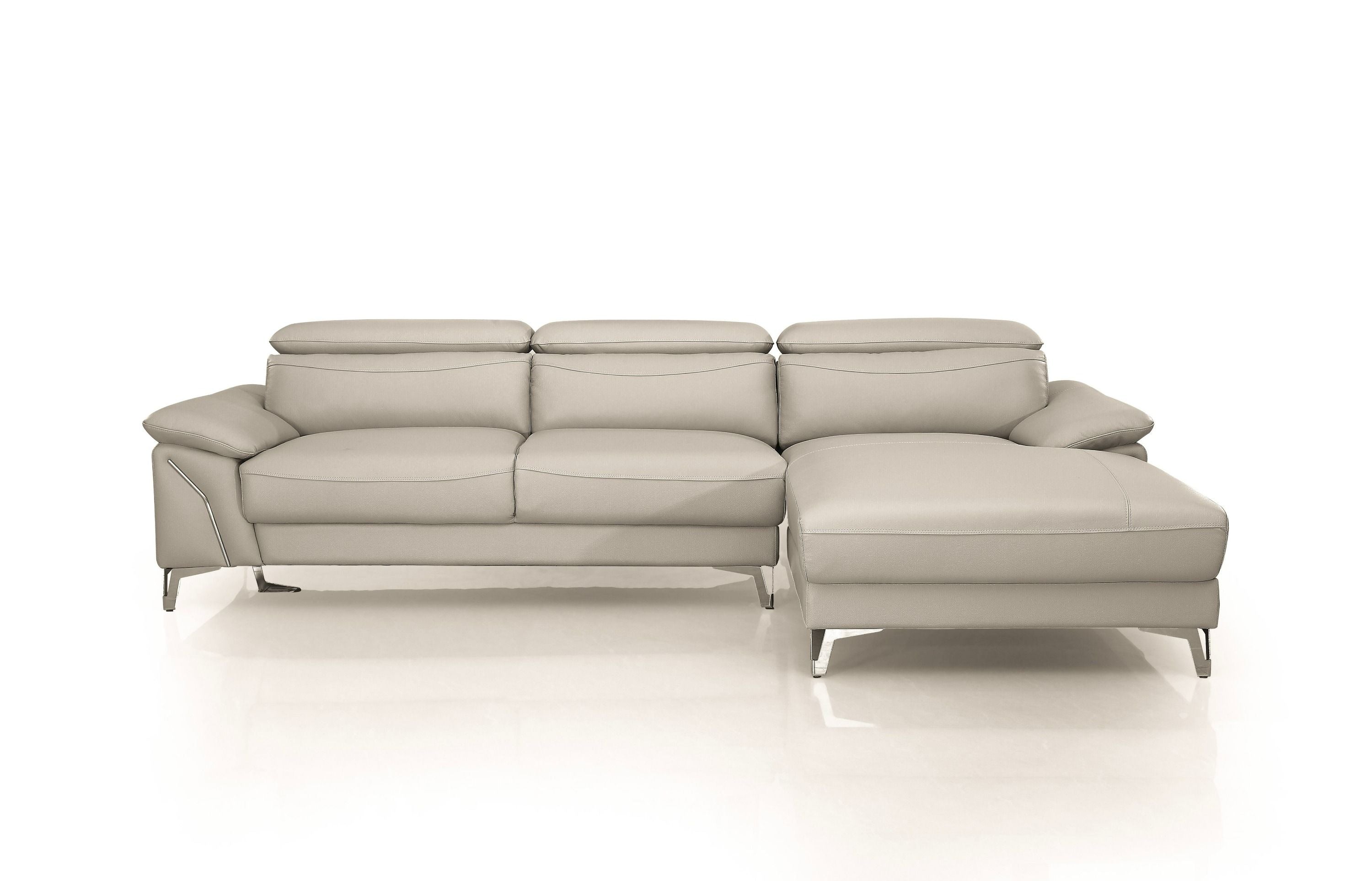 Divani Casa Sura - Modern Light Grey Leather Right Facing Sectional Sofa