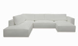 Divani Casa Lulu - Modern White Fabric Modular Sectional Sofa w/ Right Facing Chaise