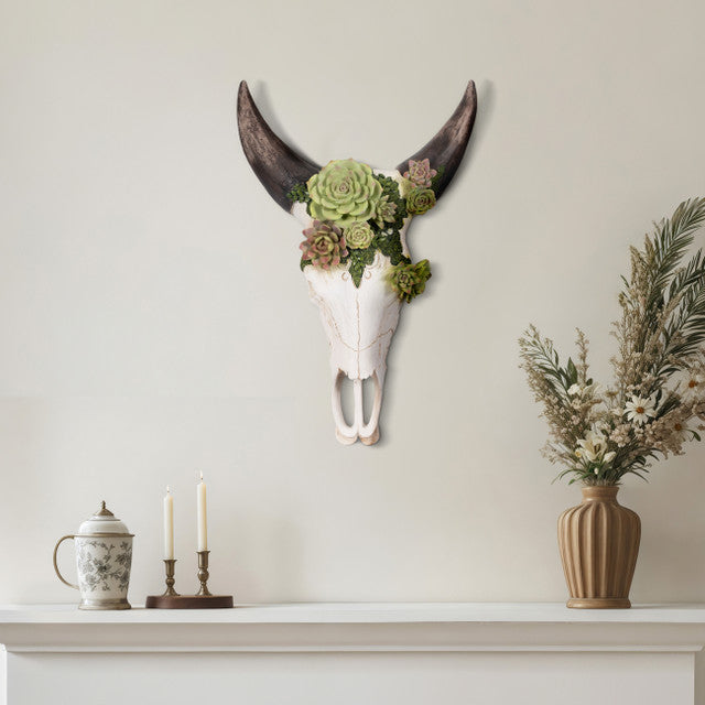 Bull Skull With Succulents, Multi