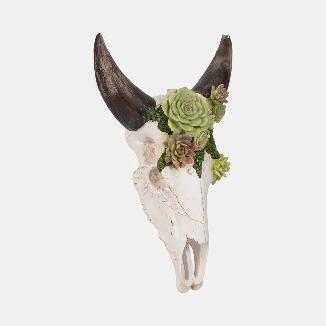 Bull Skull With Succulents, Multi