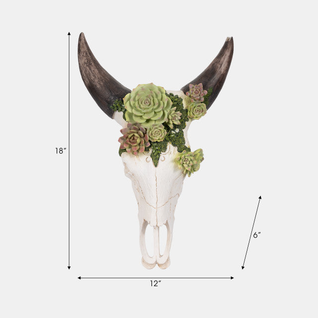 cow skull succulents Bull Skull With Succulents, Multi – Pina Luxury