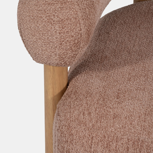 Roundback Accent Chair W/ Wood Legs, Pink