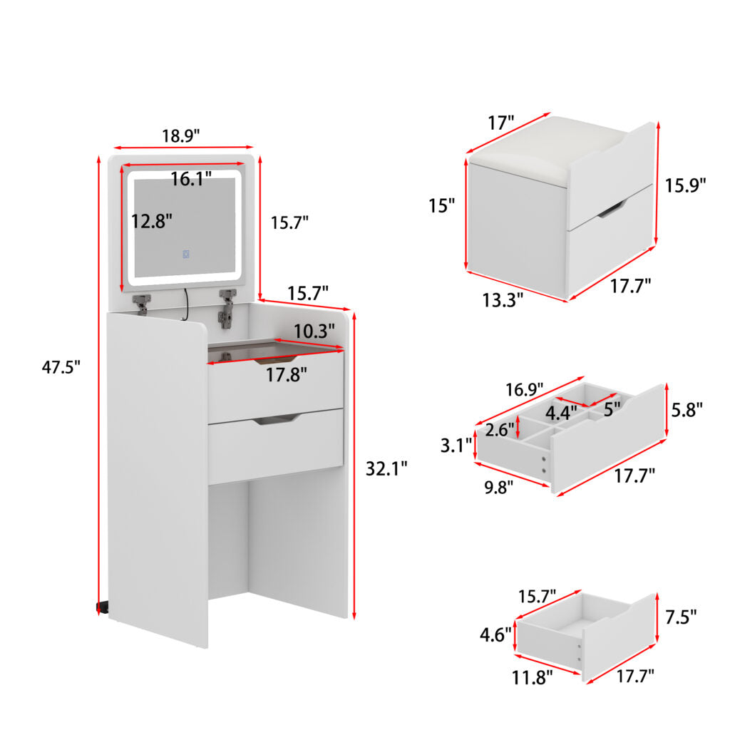 In 1 Modern Vanity Desk