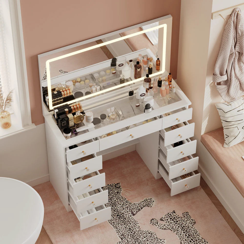 White Modern Makeup Vanity