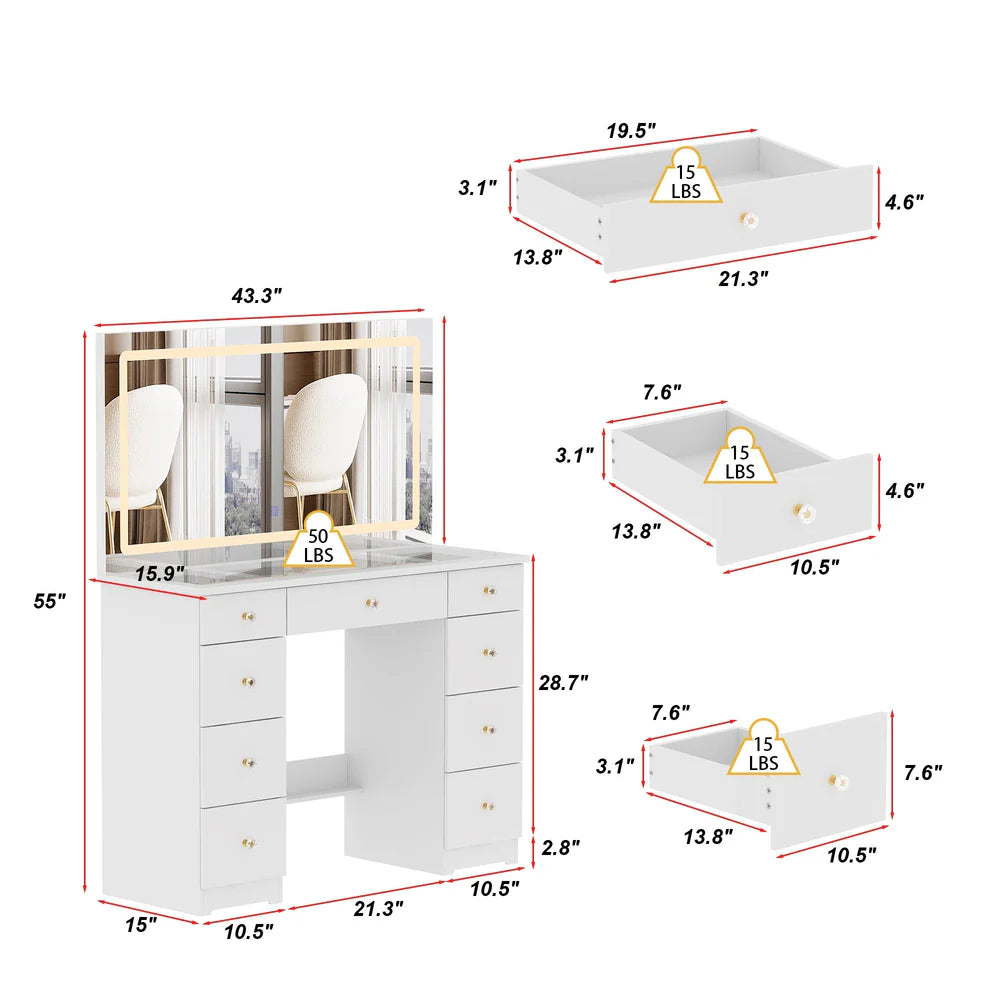 White Modern Makeup Vanity