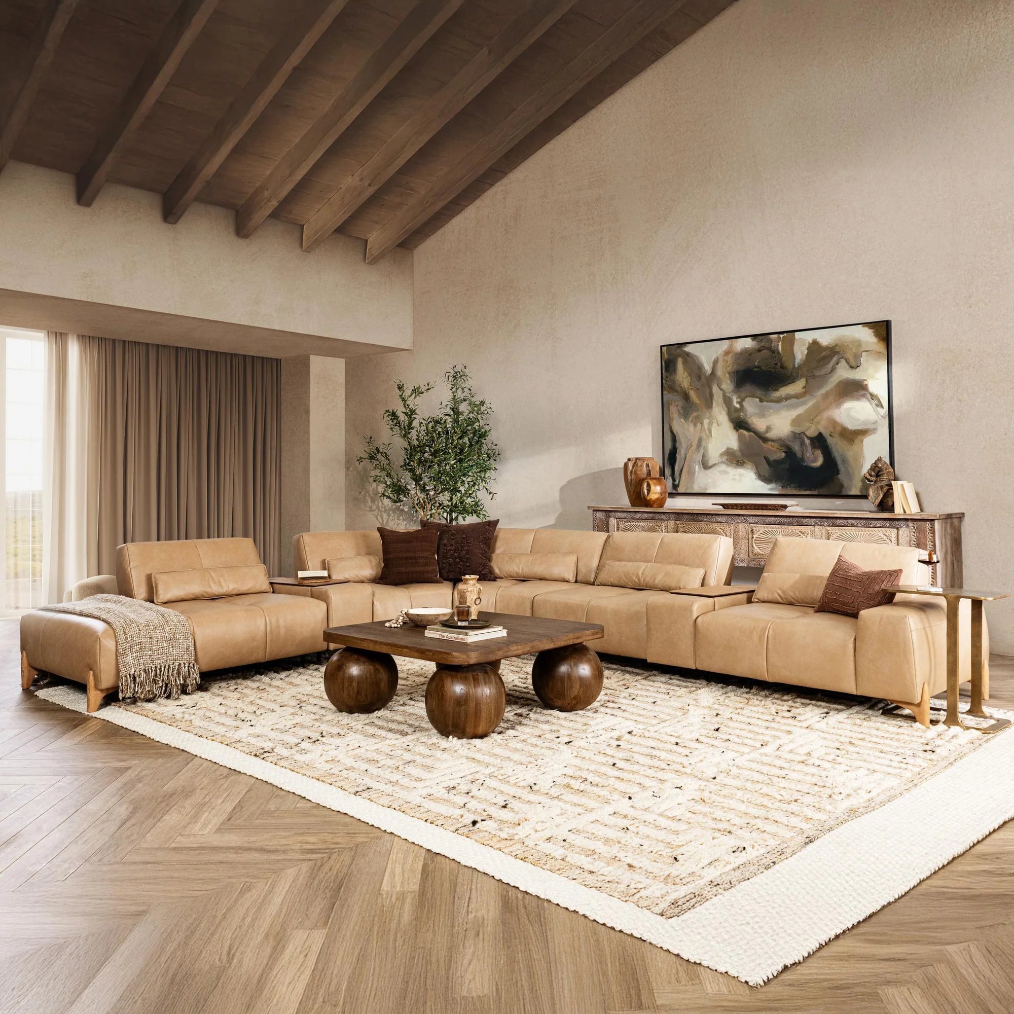 Leah Upholstered Sectional - Putty