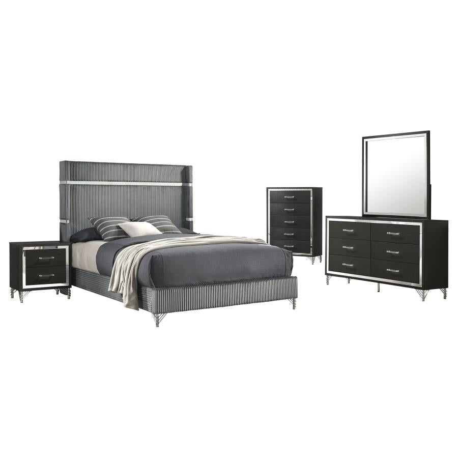 Lucia 5-piece Queen Bedroom Set Grey and Black