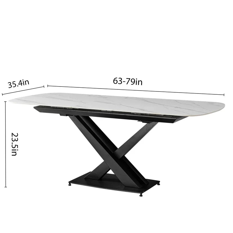 Extendable dining table with sintered stone top- TABLE ONLY